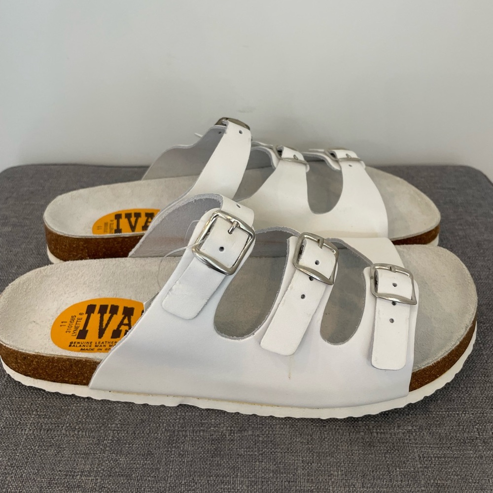 IVAN Lynette 3 Strap Cork Sandal - White, Size 11